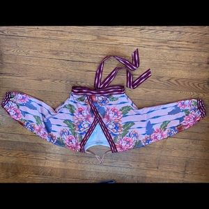 Fashion Nova Faux Silk Wrap Crop Blouse